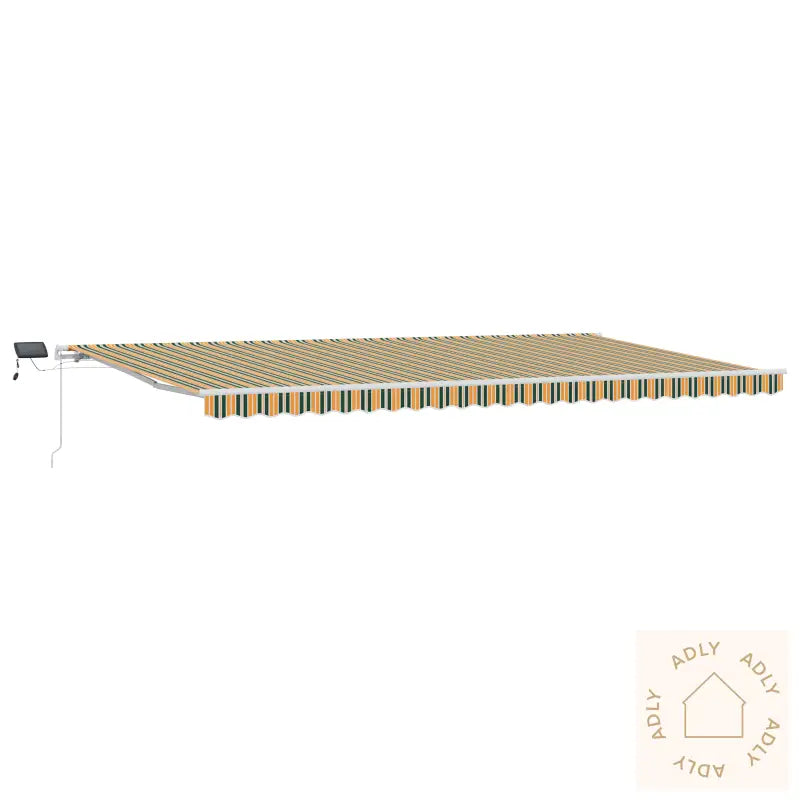 Manuell Uttrekkbar Markise Med Led Grønn Og Gul 600X300 Cm