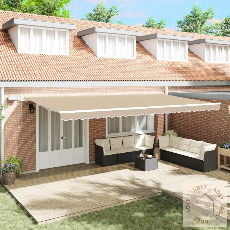 Beige Manuell Uttrekkbar Markise Med Led 600X300 Cm