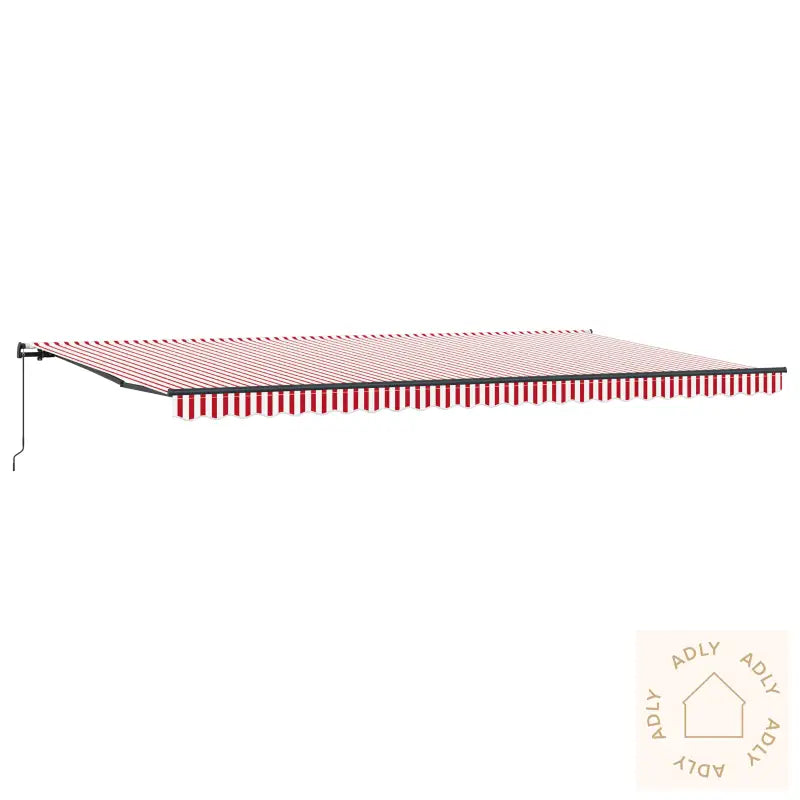 Manuell Uttrekkbar Markise Rød Og Hvit Stripe 600X300 Cm