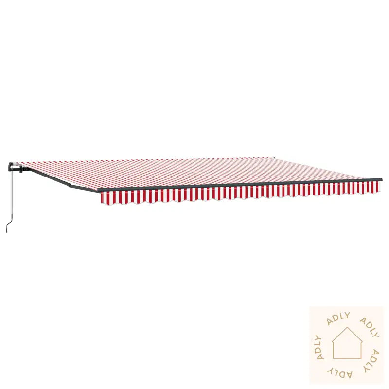 Manuell Uttrekkbar Markise Rød Og Hvit Stripe 500X300 Cm