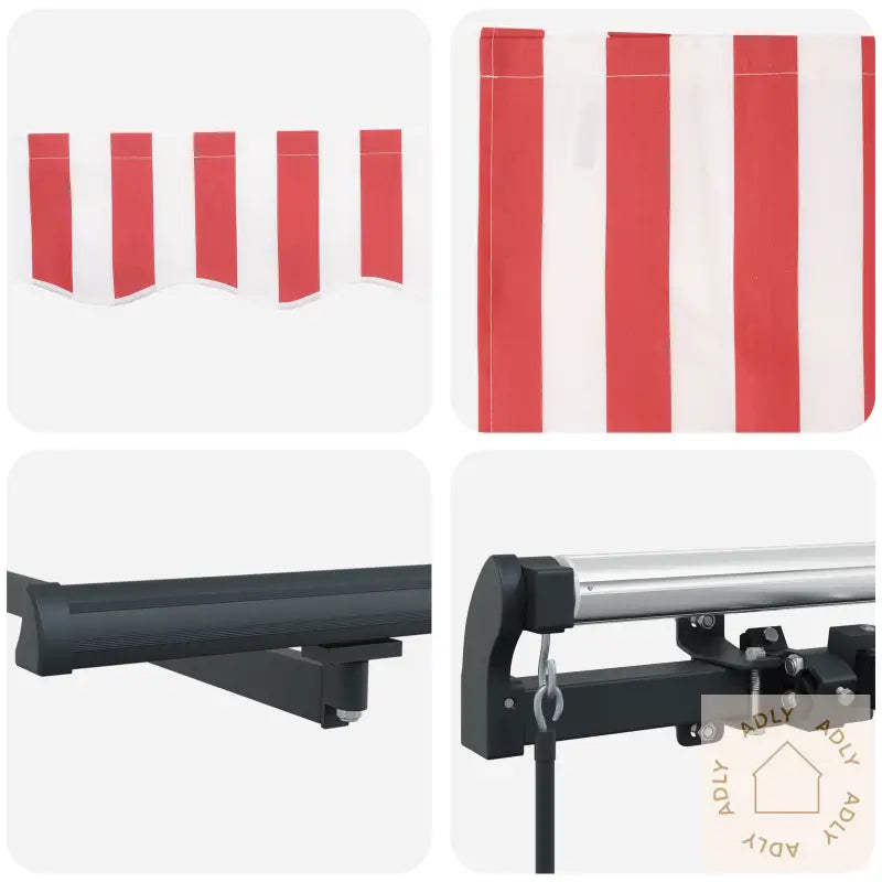 Manuell Uttrekkbar Markise Rød Og Hvit Stripe 500X300 Cm
