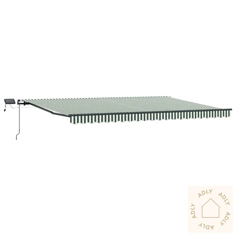 Manuell Uttrekkbar Markise Med Led Grønn Og Hvit 500X300 Cm