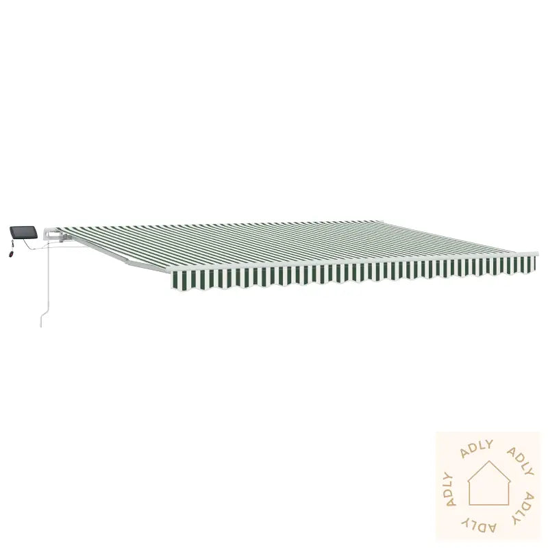 Manuell Uttrekkbar Markise Med Led Grønn Og Hvit 450X300 Cm