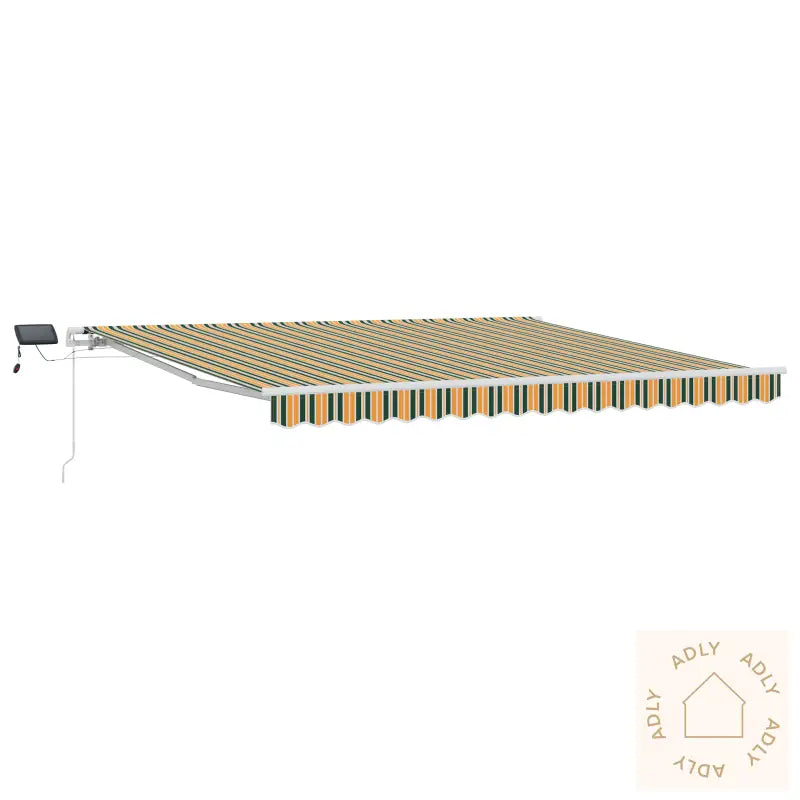 Manuell Uttrekkbar Markise Med Led Grønn Og Gul 400X350 Cm