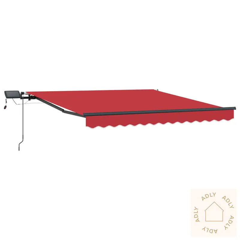 Manuell Uttrekkbar Markise Med Led Rød 350X250 Cm