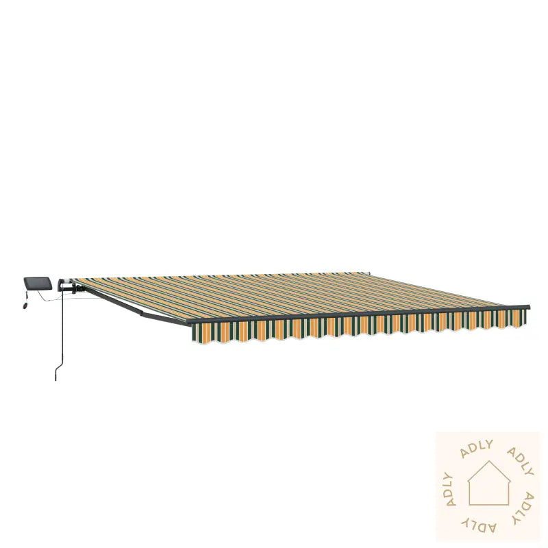 Manuell Uttrekkbar Markise Med Led Grønn Og Gul 450X300 Cm