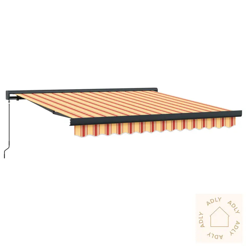 Manuell Uttrekkbar Markise - Gul Og Oransje 350X250 Cm