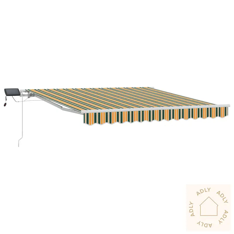 Manuell Uttrekkbar Markise Med Led Grønn Og Gul 300X250 Cm