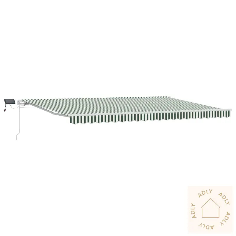 Manuell Uttrekkbar Markise Med Led Grønn Og Hvit 500X300 Cm