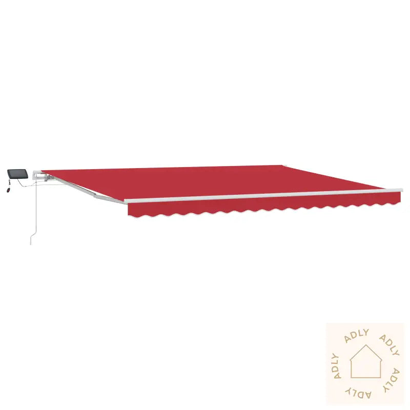 Manuell Uttrekkbar Markise Med Led Rød 450X350 Cm