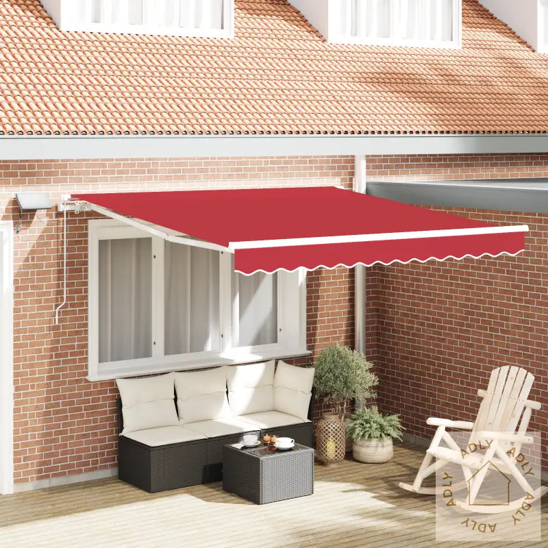 Manuell Uttrekkbar Markise Med Led Rød 300X250 Cm