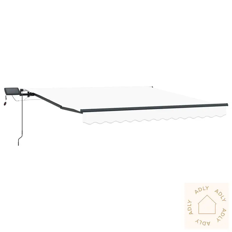 Manuell Uttrekkbar Markise Med Led Hvit 350X250 Cm
