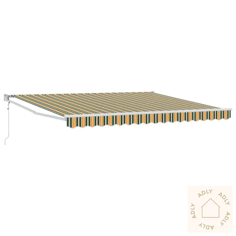 Manuell Uttrekkbar Markise Med Led Grønn Og Hvit 400X350 Cm