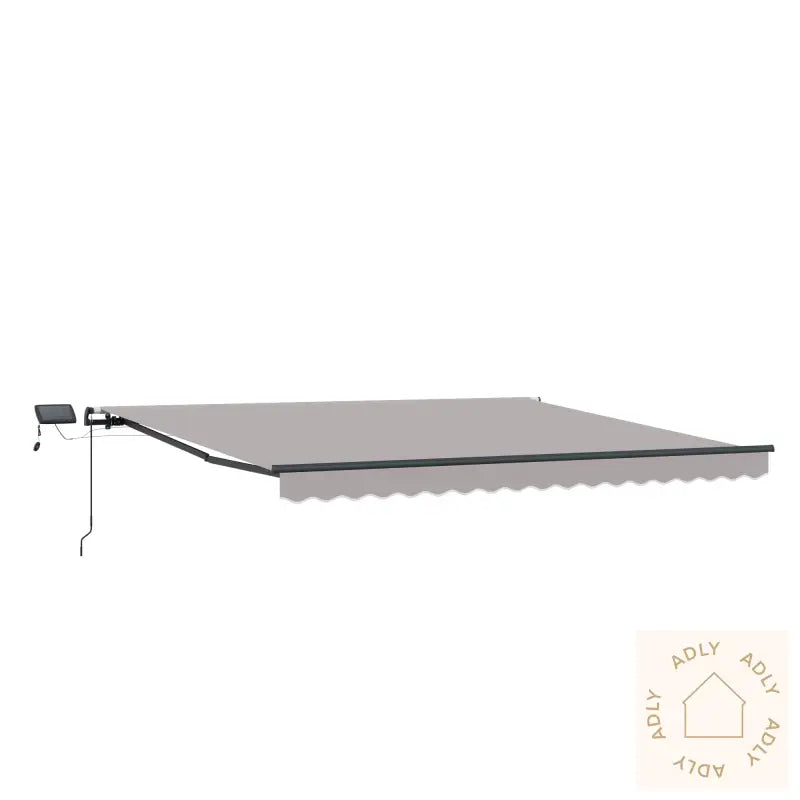 Manuell Uttrekkbar Markise Med Led Lys Lysegrå 450X300 Cm