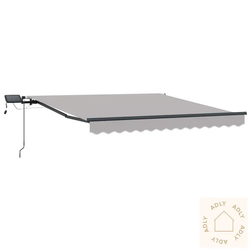 Manuell Uttrekkbar Markise Med Led Lysegrå 350X250 Cm