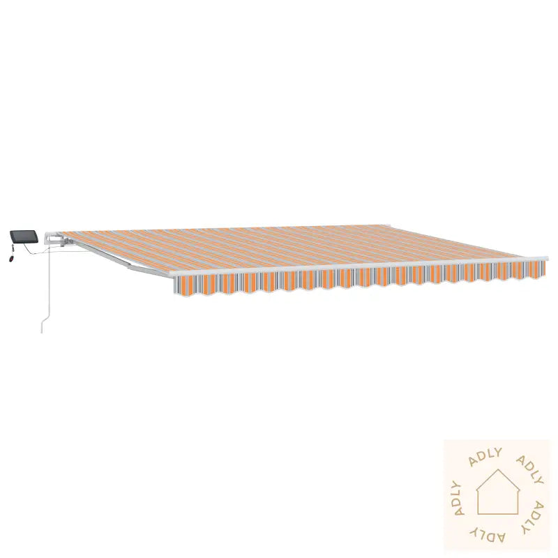 Manuell Uttrekkbar Markise Med Led Flerfarget Stripe 450X350 Cm