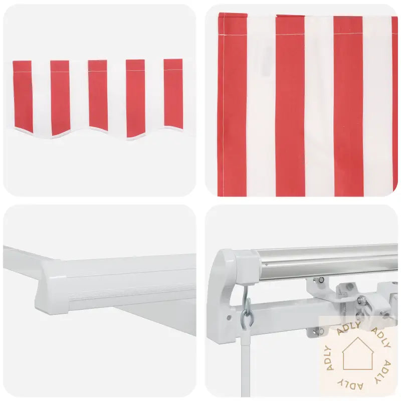 Manuell Uttrekkbar Markise Rød Og Hvit Stripe 500X350 Cm