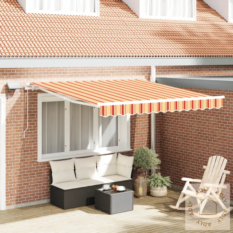 Manuell Uttrekkbar Markise Med Led I Gul Og Oransje 300X250 Cm