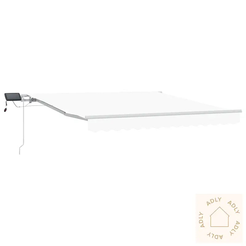 Manuell Uttrekkbar Markise Med Led Hvit 350X250 Cm