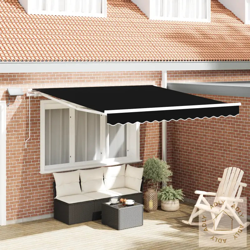 Manuell Uttrekkbar Markise Med Led Svart 350X250 Cm
