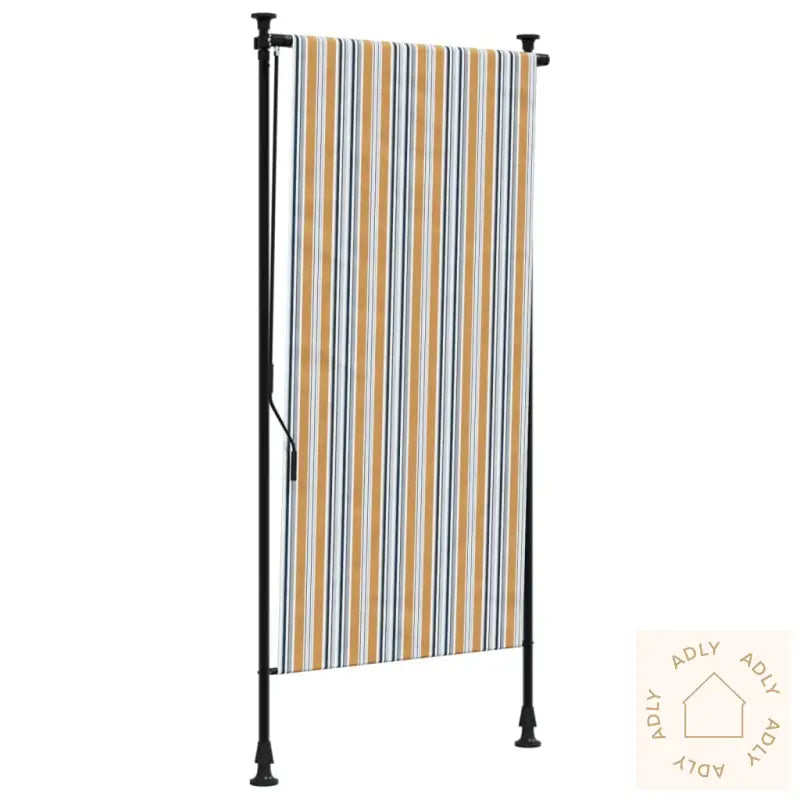 Utendørs Rullegardin Gul Og Hvit 120X270 Cm Stoff Og Stål