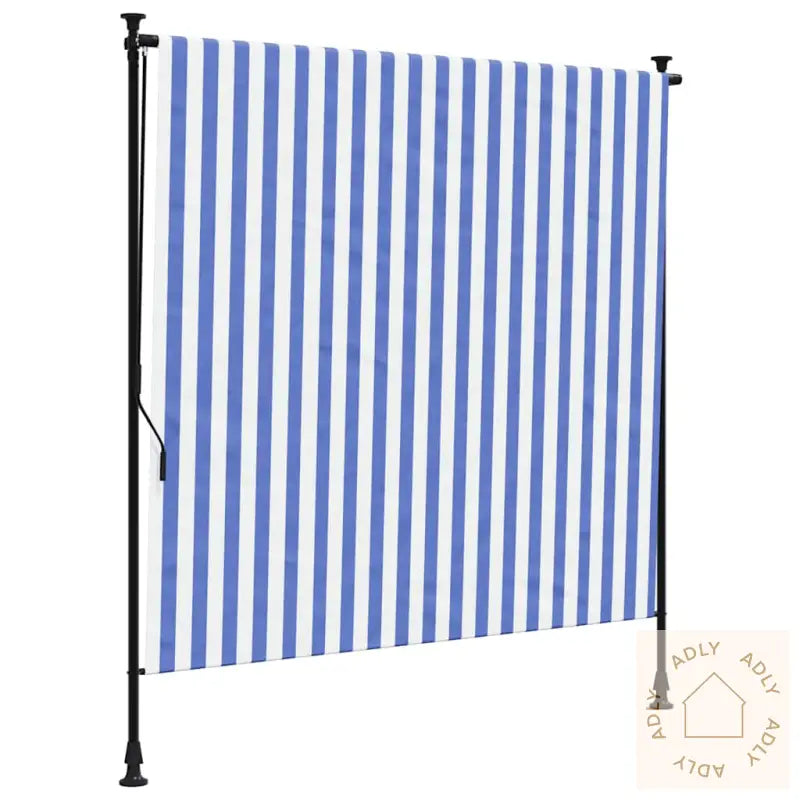 Utendørs Rullegardin Blå Og Hvit 150X270 Cm Stoff Og Stål