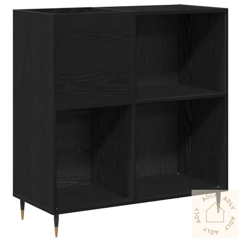 Record Cabinet Svart Eik 84,5X38X89 Cm Konstruert Tre