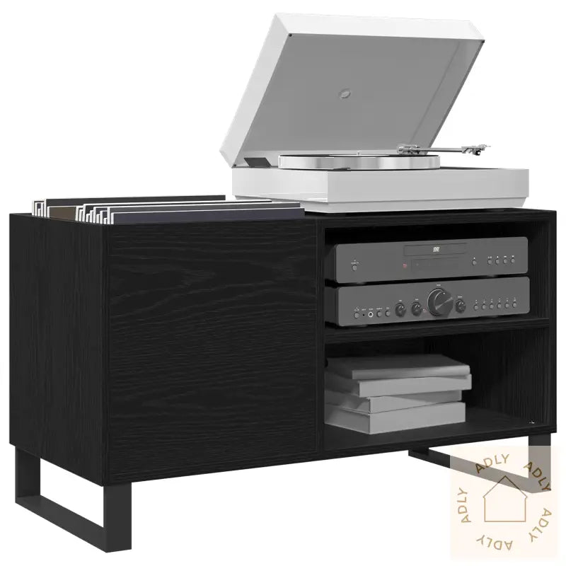 Recordskap I Svart Eik 84,5X38X48 Cm Laget Av Tre