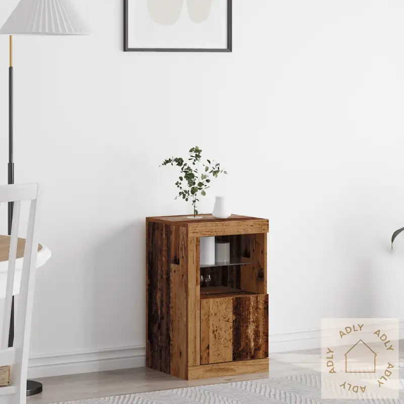 Sideboard Med Led Lys Gamle Tre 41X37X67 Cm