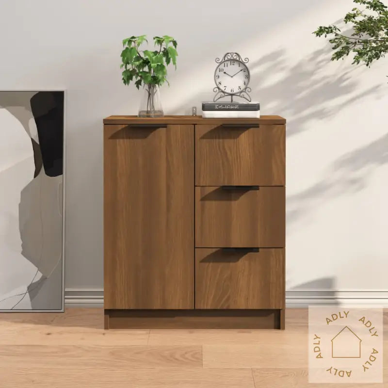 Skjenk Brun Eik 60X30X70 Cm Konstruert Tre