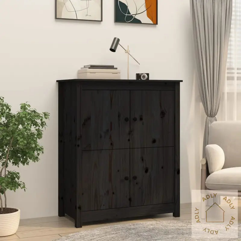 Skjenk Svart 83X41,5X100 Cm Heltre Furu