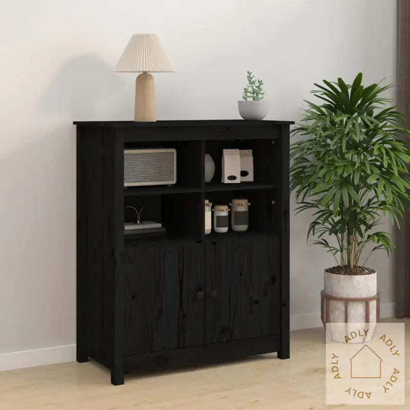 Skjenk Svart 83X41,5X100 Cm Heltre Furu