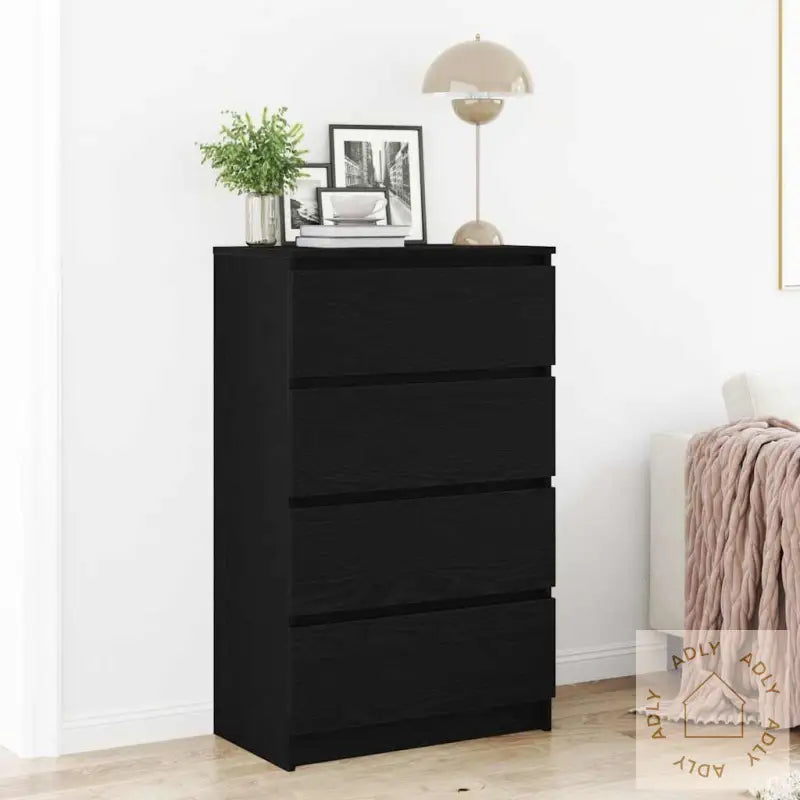 Skjenk Svart Eik 60X35X98,5 Cm Konstruert Tre
