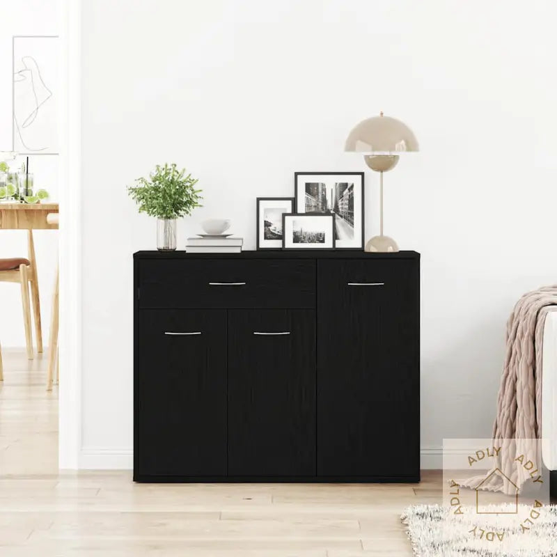 Skjenk Svart Eik 88X30X70 Cm Konstruert Tre