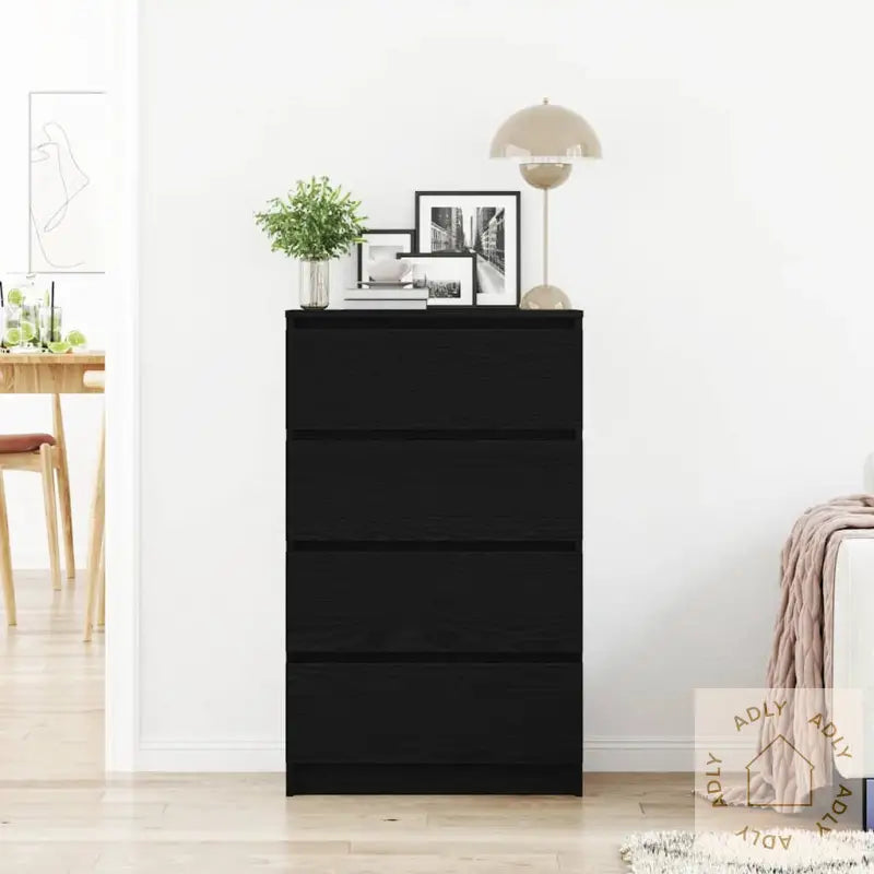 Skjenk Svart Eik 60X35X98,5 Cm Konstruert Tre