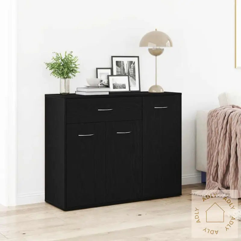 Skjenk Svart Eik 88X30X70 Cm Konstruert Tre