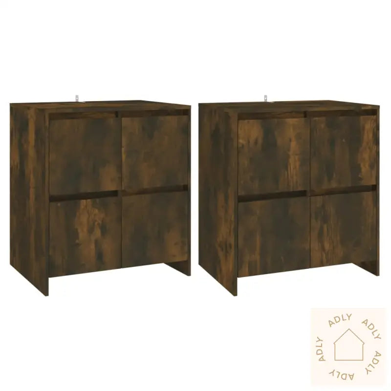 Skjenker 2 Stk Røkt Eik 70X41X75 Cm Konstruert Tre