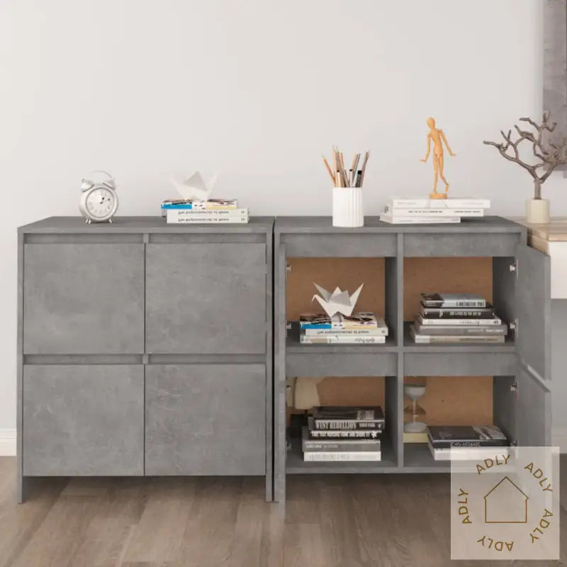 Skjenker 2 Stk Betonggrå 70X41X75 Cm Konstruert Tre