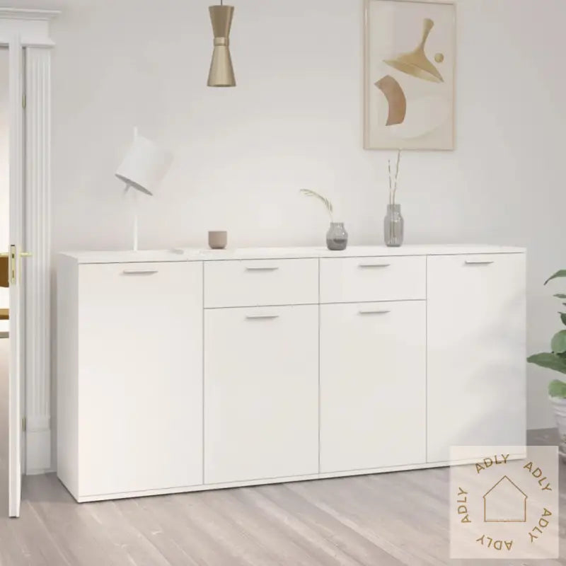 Skjenk Høyglans Hvit 160X36X75 Cm Konstruert Tre