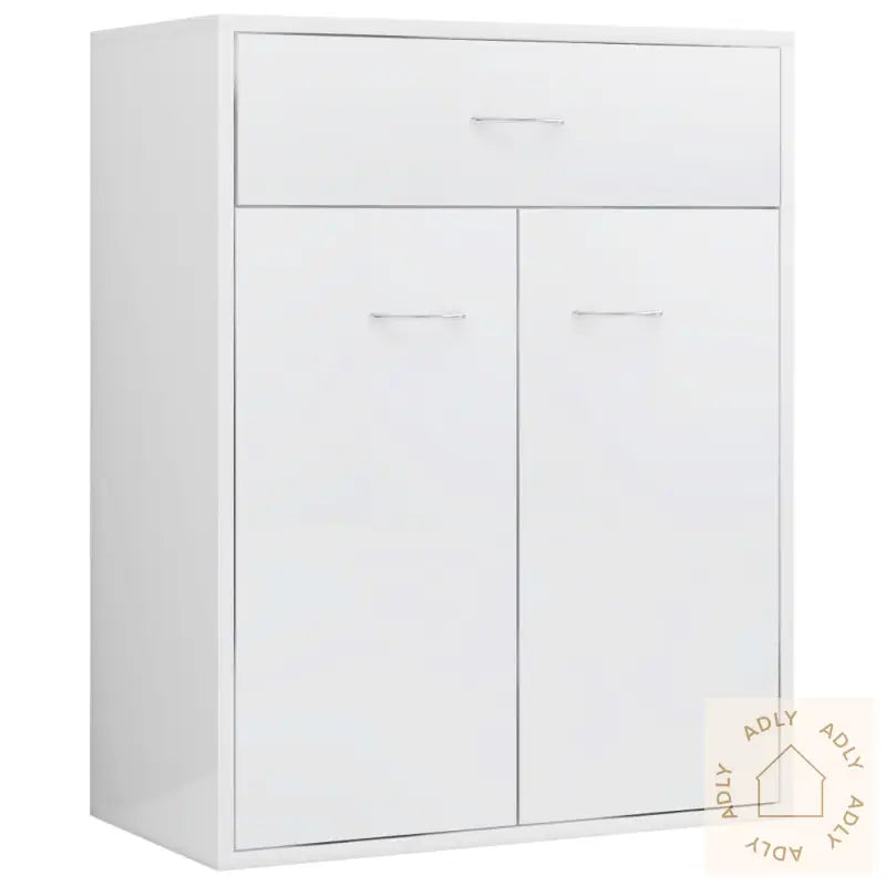 Skjenk Høyglans Hvit 60X30X75 Cm Konstruert Tre