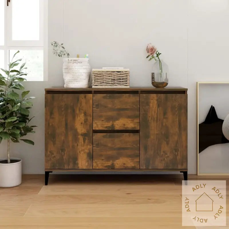 Skjenk Røkt Eik 104X35X70 Cm Konstruert Tre