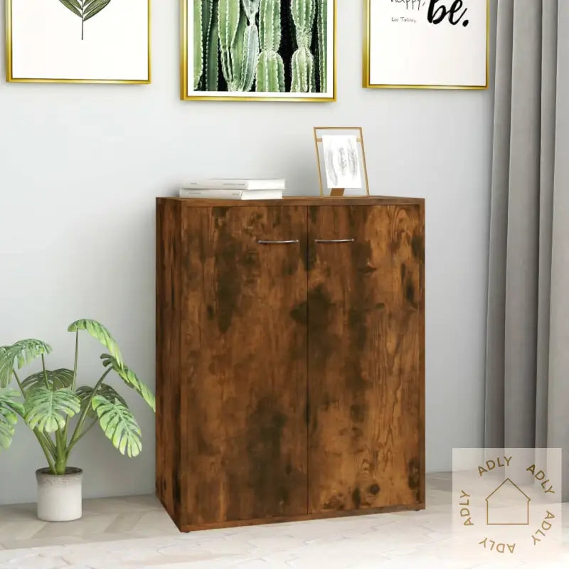 Skjenk Røkt Eik 60X30X75 Cm Konstruert Tre