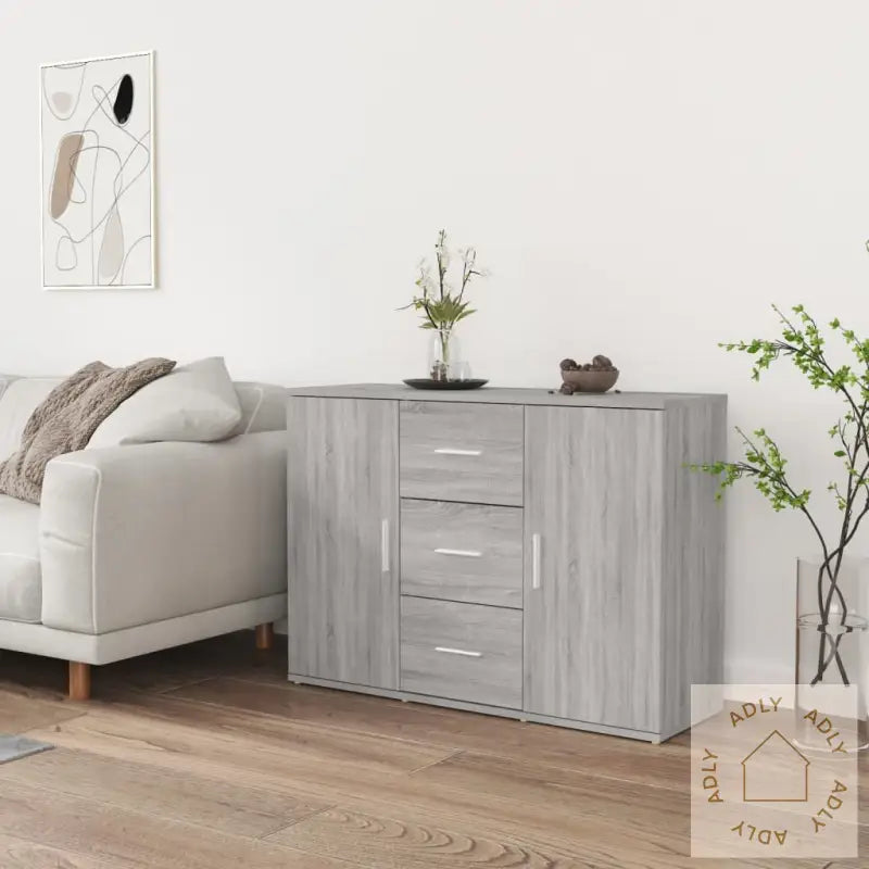 Skjenk Grå Sonoma 91X29,5X65 Cm Konstruert Tre
