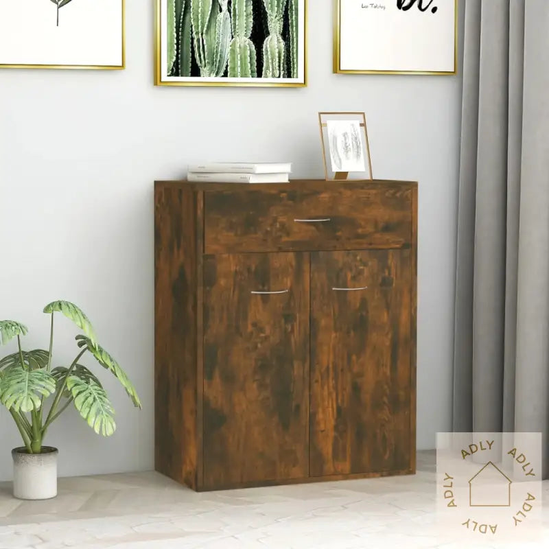 Skjenk Røkt Eik 60X30X75 Cm Konstruert Tre