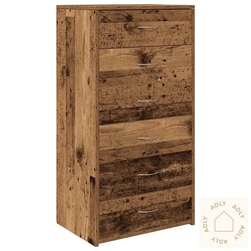 Skjenk Med 6 Skuffer Gammelt Tre 50X34X96 Cm Konstruert Tre