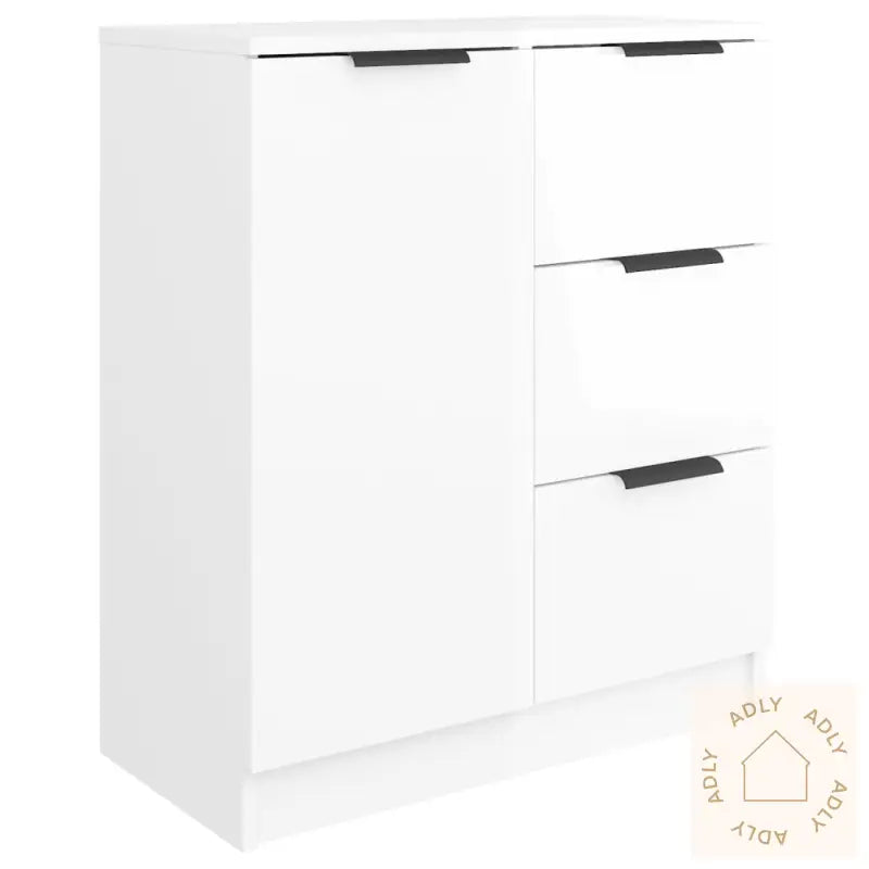 Skjenk Høyglans Hvit 60X30X70 Cm Konstruert Tre