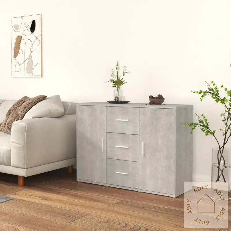 Skjenk Betonggrå 91X29,5X65 Cm Konstruert Tre