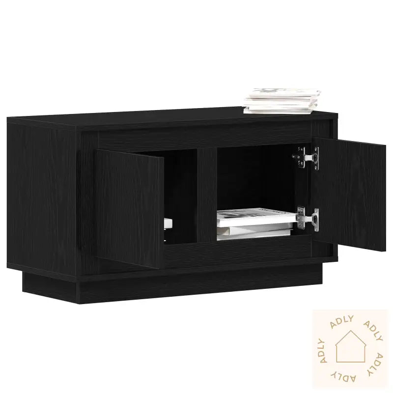 Tv-Benk Svart Eik 80X35X45 Cm Konstruert Tre