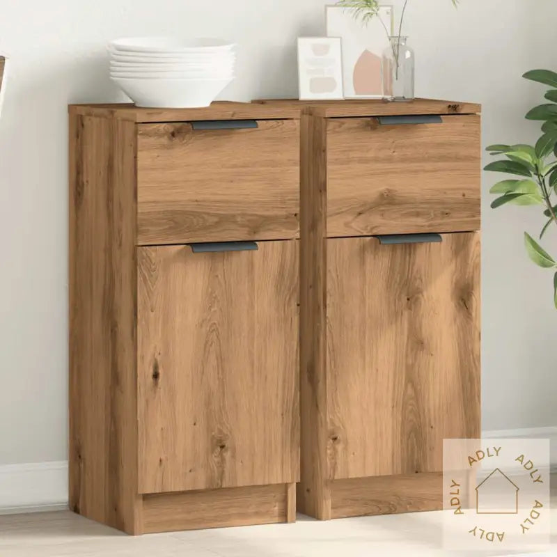 Skjenker 2 Stk Artisan Eik 30X30X70 Cm Konstruert Tre