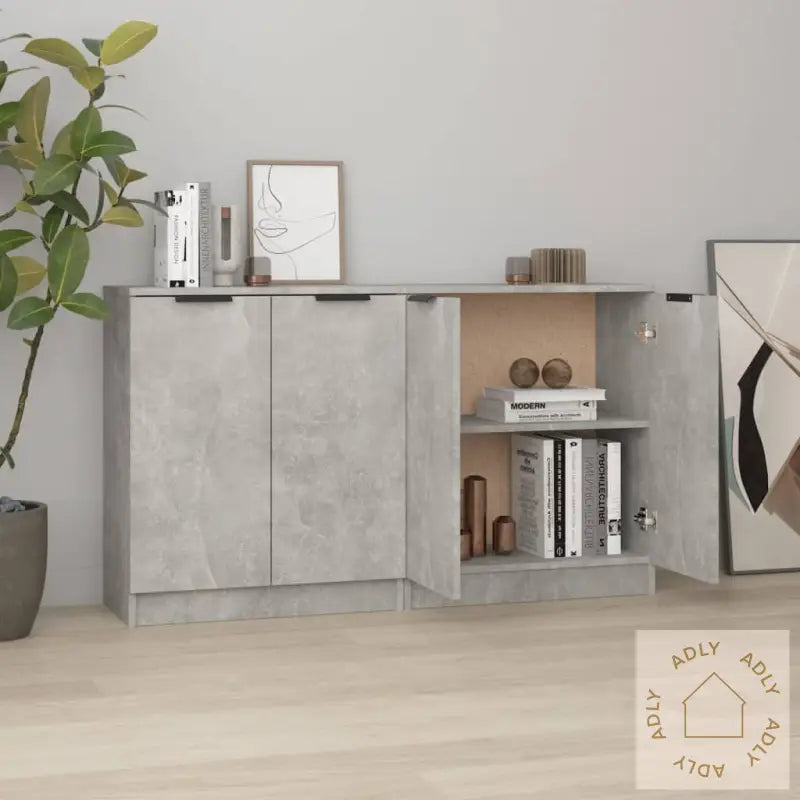 Skjenker 2 Stk Betonggrå 60X30X70 Cm Konstruert Tre